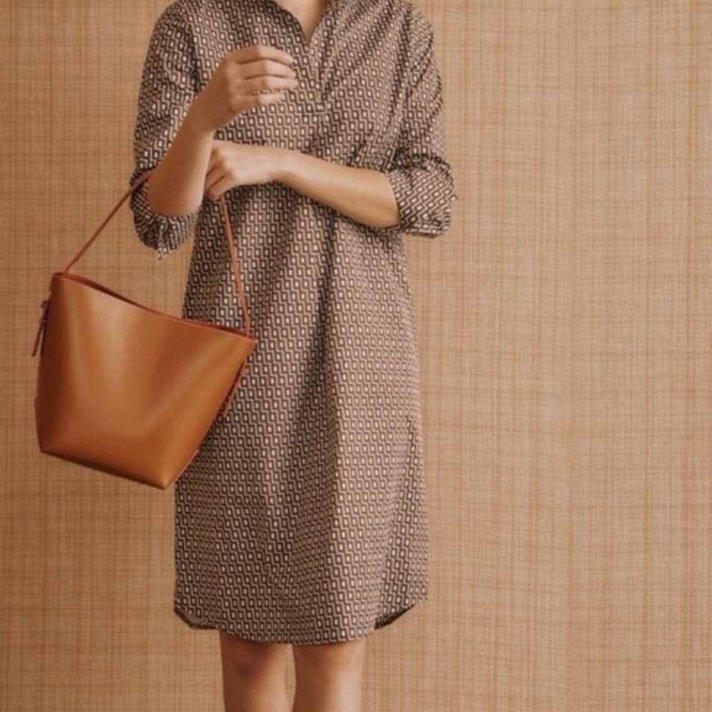 J.McLAUGHLiN Geometric Long Sleeve Shirt Dress with pockets